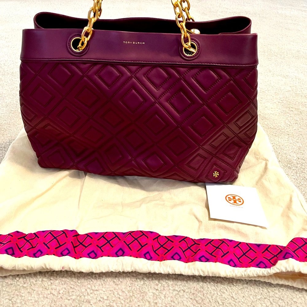 NWOT Tory Burch Burgundy Leather Tote